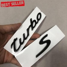 2pcs Gloss Black Turbo S Letter Car Rear Boot Trunk Tailgate Badge Emblem Decal