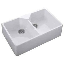 Rak Ceramics Gourmet 10 Belfast Double Bowl Kitchen Sink White Ceramic 2 Bowl