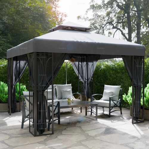 Metal gazebo with side nets - gazebo,