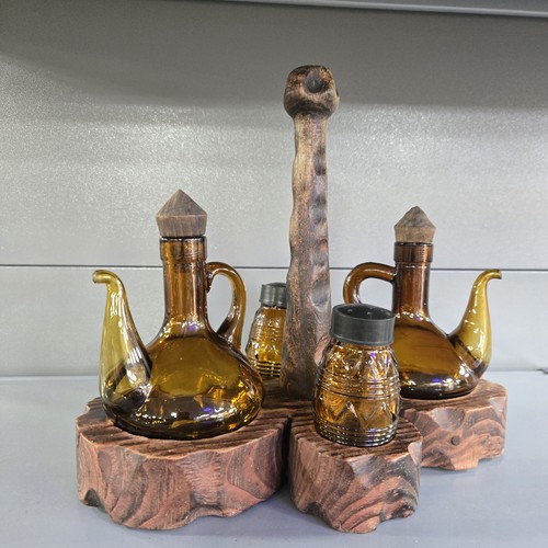 Vintage amber glass cruet - glass,