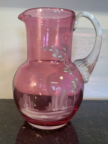 Cranberry glass jug white - cranberry,