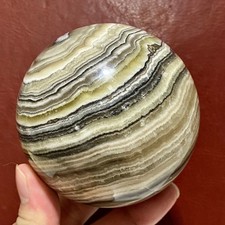 Gray Zebra Stone Orb - Polished Agate Quartz Sphere - 1.86LB