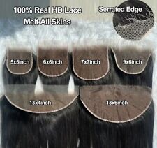 13A PERUVIAN HAIR HD THIN LACE CLOSURE 5X5/6X6/7X7/9X6/13X4/13X6 ALL TEXTURE 1B#