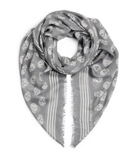 ALEXANDER McQUEEN Grey Biker Skull Scarf Shawl Wrap 140 x 120cm UNISEX NEW + TAG