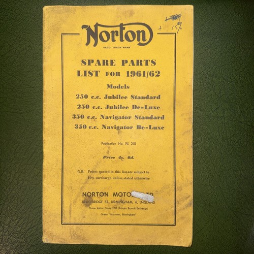 Norton spare parts list 1961 - list,