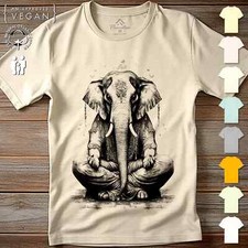 Meditating Elephant Ganesha Mens Tshirt Hindu Yoga T-Shirt Spirit Tee F025