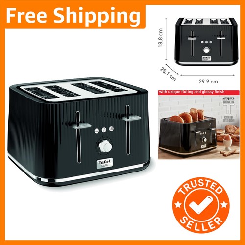 Elegant black slice toaster - black, 4-slice