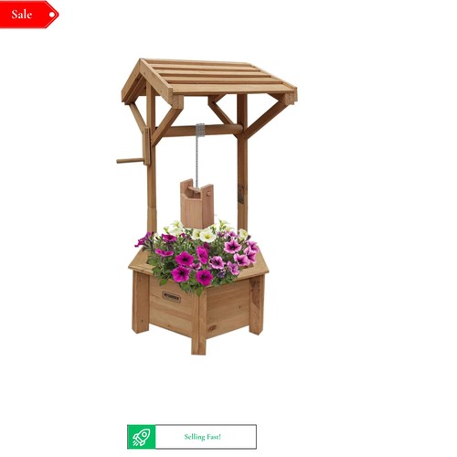 Wooden wishing well - wishing, planter