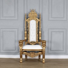 Throne Chair -  Gold Frame - Lion Chair   Carving Throne Chair