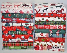 CHRISTMAS FABRIC SCRAPS BUNDLE 100% COTTON  OFF CUTS REMNANTS 15 PIECE FREEPOST 