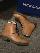 Jack & Jones Classic Leather Boots In Cognac 