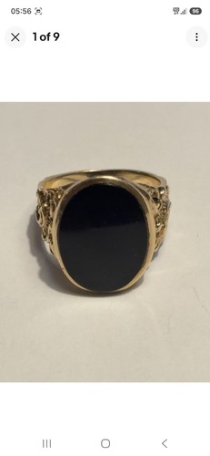 Vintage 9ct gold ornate black - ornate,