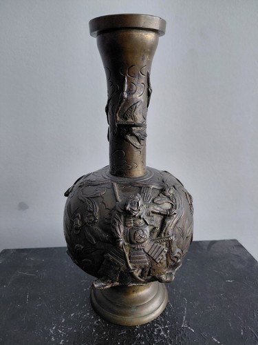 Antique japanese bronze vase - japanese,