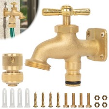 BLOSTM Solid Brass Anywhere Hose Tap Outside Kit Bib Tap ½” 3/4" Quick Connector
