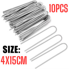 10X Heavy Duty Trampoline U-Shaped Metal Wind Stake Pegs Tent Ground Anchor UK