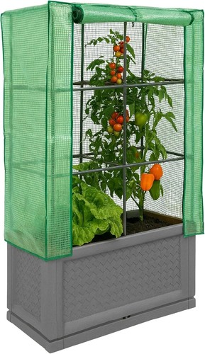 Planter box with greenhouse - planter,