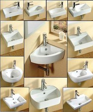 Bathroom Basin Sink Hand Wash Counter Top or Wall Mounted Hung Ceramic compact