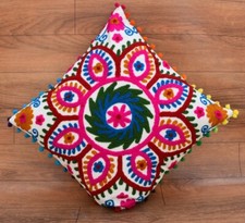 Hand Embroidered Cotton Ethnic Cushion Cover Chakra 40x40 New India