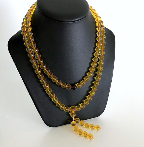 Amber mala round natural - mala,