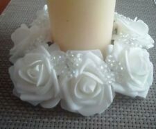 White rose  and AB bead candle