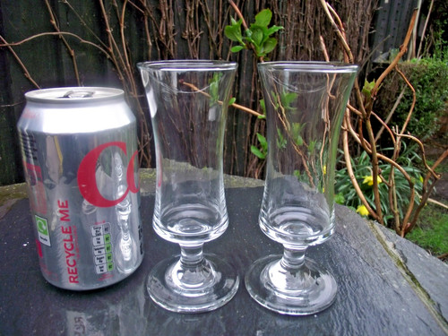 Two vtg clear glass 2 - two, (