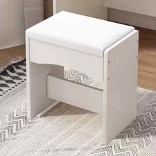 Modern White Dressing Table Stool Makeup Chair Soft Padded Cushion Piano Seat UK