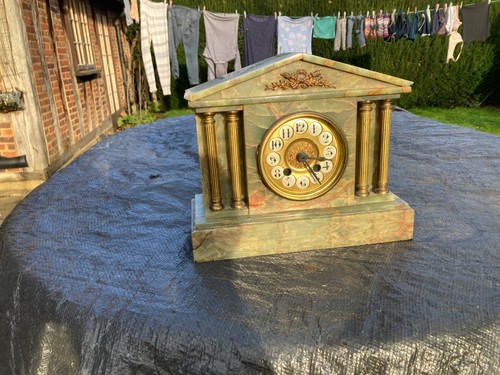 Antique onyx mantel - onyx, clock