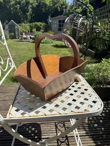 Vintage wooden trug basket - vintage,