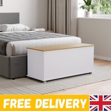Elegant White & Oak Ottoman