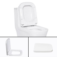 Luxury Square Toilet Seat Heavy Duty White Soft Close Top Quick Release Hinges
