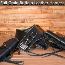 L Western Leather Gun Holster Belt Plain .44/.45 Cal Black Dual 3-5 days deliver