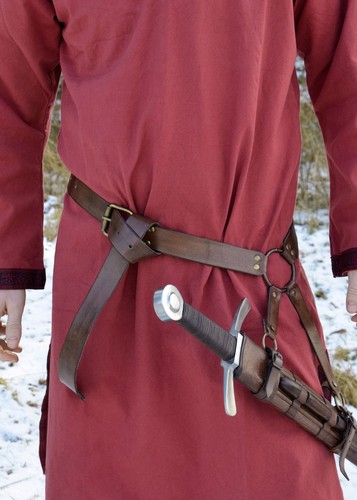 Brown leather medieval sword - brown,