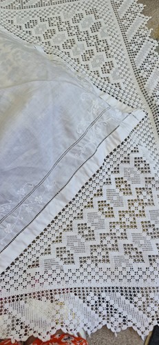 Vintage lace tablecloth - lace,