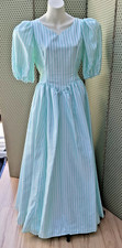 Vintage 80s Bridesmaid CINDERELLA Mint/White Stripe Sweetheart Neck Dress 12-14