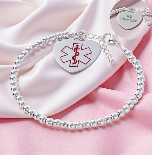 Sterling silver beaded medical - beaded,