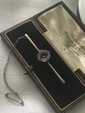 5ct amethyst silver bar brooch