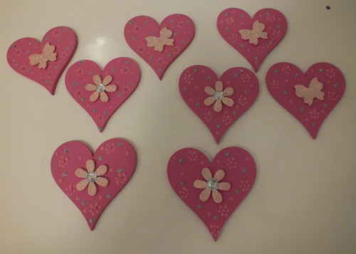 Wooden hearts pink - 8,