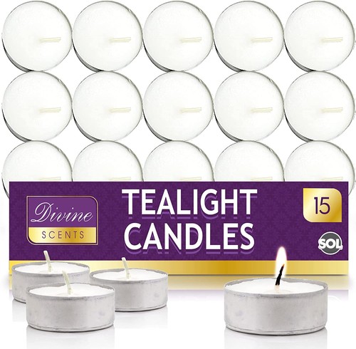 15pk tea lights white - tea,