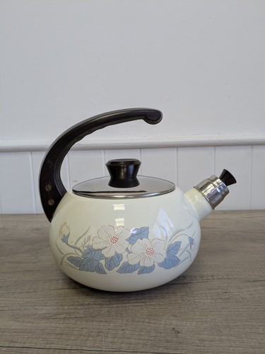 Vintage enamel hob kettle with - kettle,