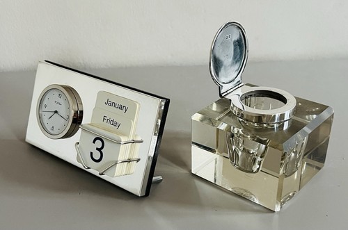 Solid silver calendar clock - solid,