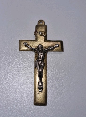 Vintage brass crucifix pendant - vintage,