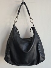 Osprey London Real Leather Hobo Slouchy Shoulder Bag  Black Large Handbag 