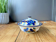 STUNNING RARE C1920'S LOSOL WARE LIDDED SOAP DISH BLUE FLORAL GILT BLOSSOM ANDES