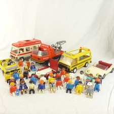 Playmobil Job Lot of Vehicles and Figures Ambulance School Bus Tow Truck Vintage
