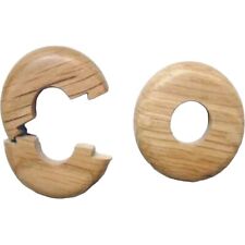 2pc 15mm SOLID OAK COLOUR WOODEN WOOD RADIATOR PIPE COLLARS COVER FLOOR EASY FIT