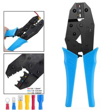 9" Ratchet Crimper Plier Cable Wire Electrical Crimp Tool Terminals Crimping Kit