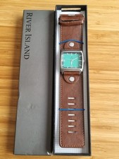 Mens River Island Brown Leather Watch Boxed