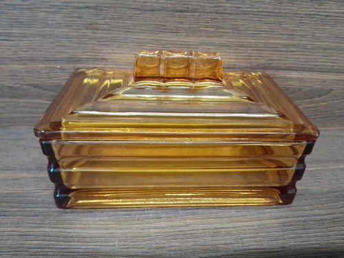 Amber glass butter dish - amber,