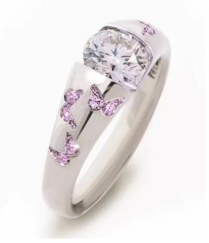 Silver butterfly zircon - silver, &