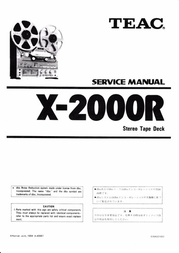 Service manual for teac - manual,